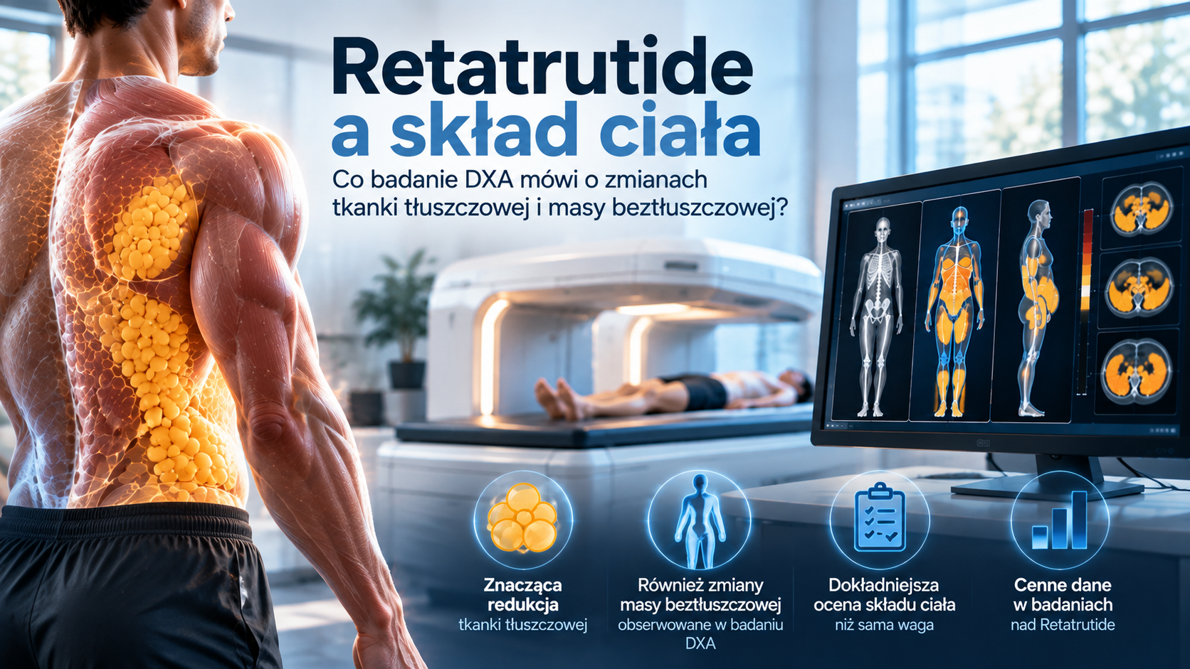 Retatrutide a skład ciała – badanie DXA oceniające tkankę tłuszczową i masę beztłuszczową