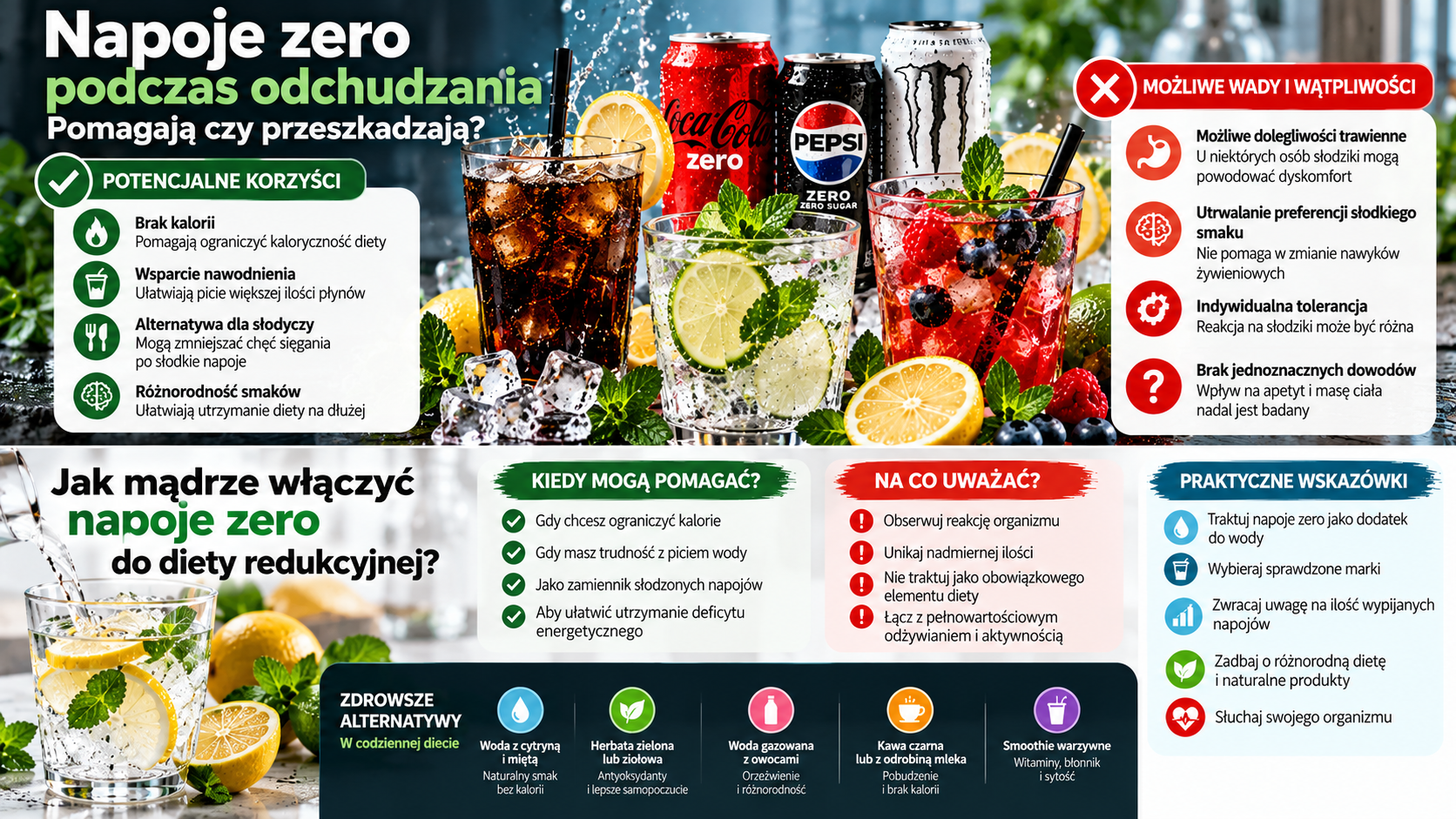 Napoje bez cukru i alternatywne sposoby nawodnienia podczas diety redukcyjnej