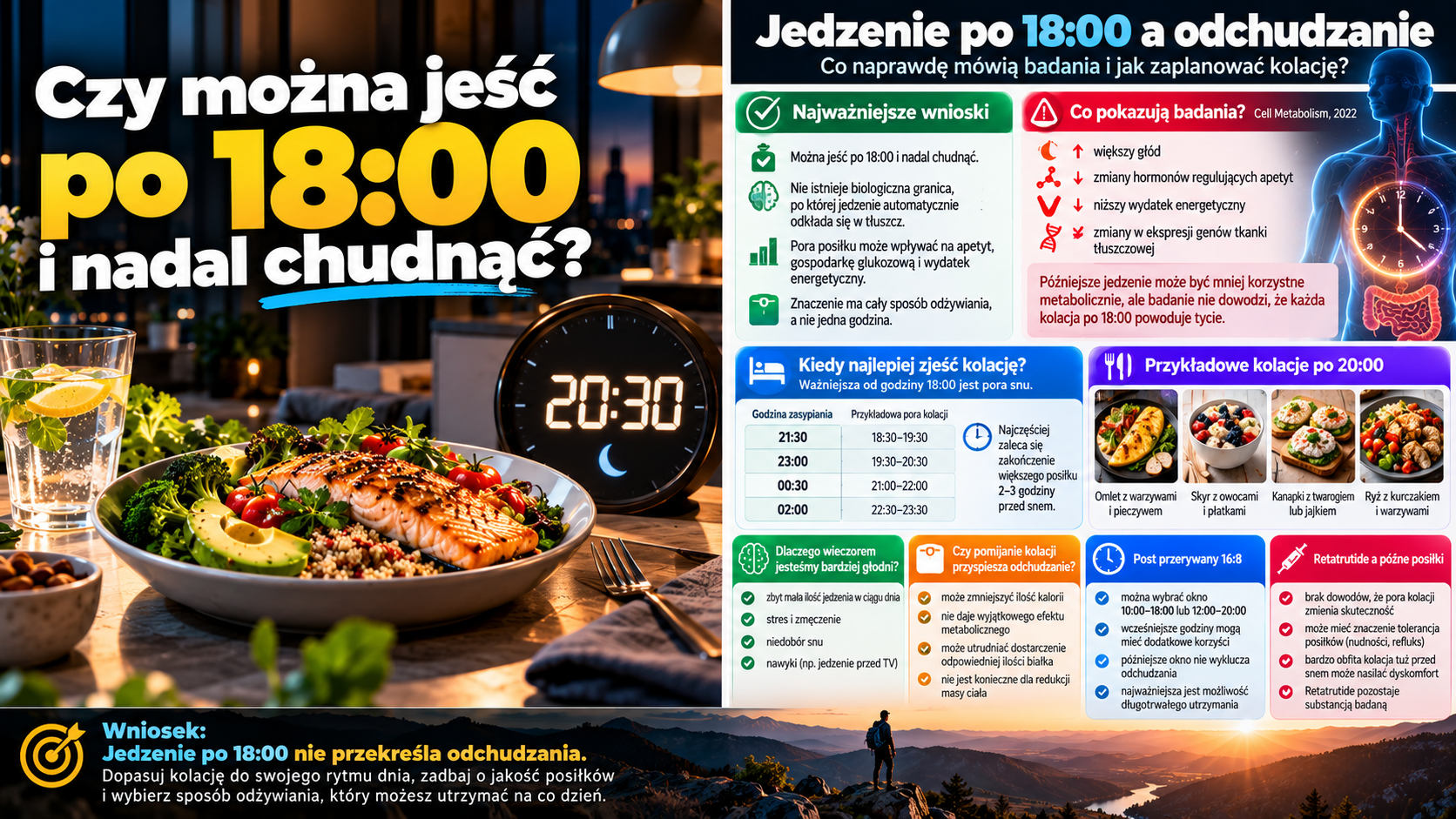 Jedzenie po 18:00 a odchudzanie – wyniki badań, pora kolacji, metabolizm i wieczorny głód